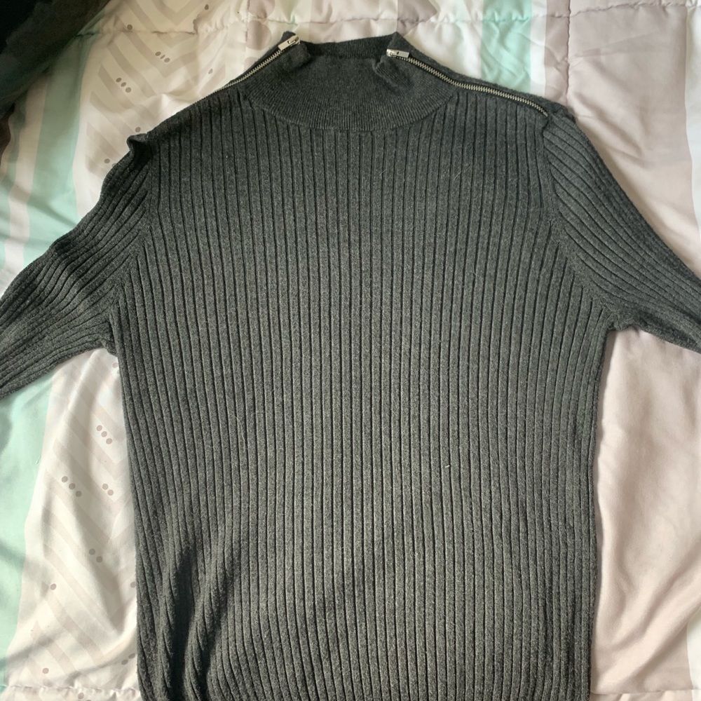 Express Ribbed Turtleneck with Zippers